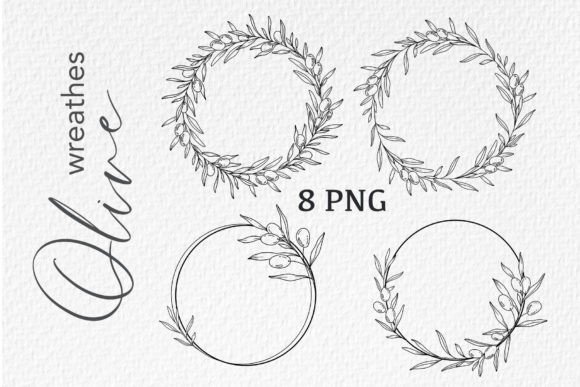 Download Olive Wreath LINE ART. OLIVES CLIPART - Olive Collection
