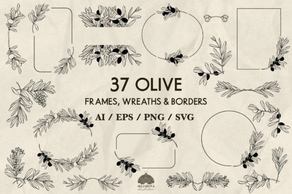 Download Olive Frames, Wreaths &amp; Borders SVG PNG - Premium Resources