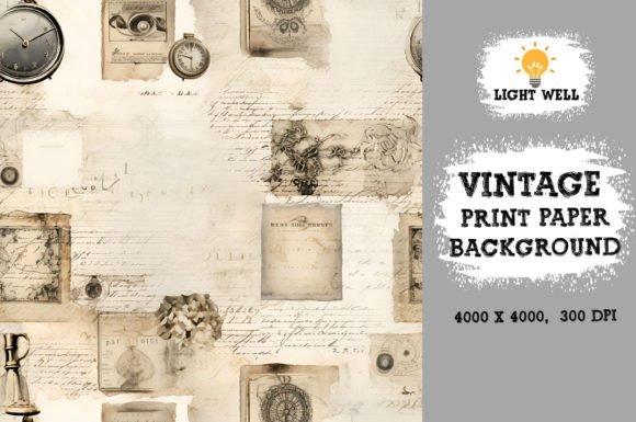 Download Vintage Print Ephemera Paper Pack - Vintage print Collection