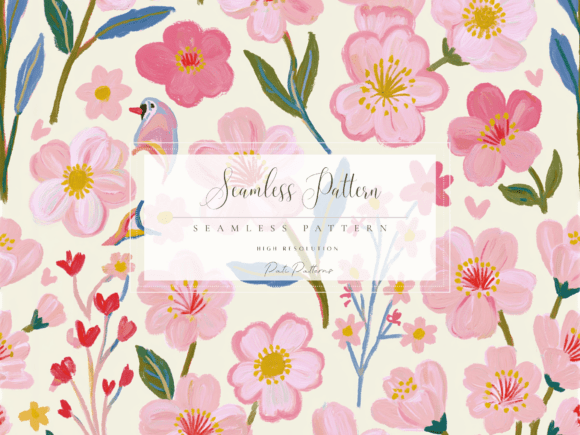 Download Seamless Pink Cherry Blossom Floral Pattern PNG - Floral pattern Collection