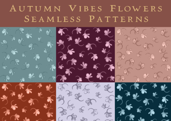 Download Autumn Colors Cute Floral Pattern Set - Floral pattern Collection