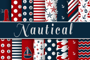 Download Red and Navy Blue Nautical Designs Digital Paper - Designs Collection