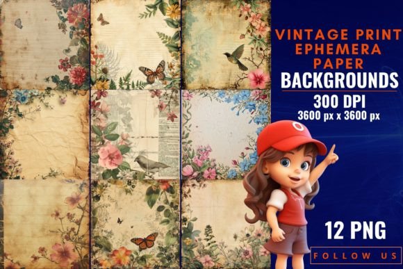 Download Vintage Print Ephemera Paper Backgrounds - Vintage print Collection