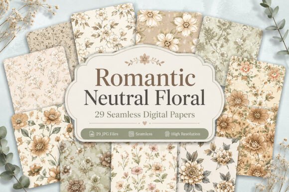Download Romantic Neutral Floral Pattern Set - Floral pattern Collection